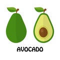 Vector Illustration Flat Avocado isolated on white background , minimal style , Raw materials fresh Royalty Free Stock Photo