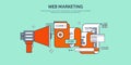 Vector illustration. Flat background. Coding, programming. SEO. Search engine optimization. App development, creation Royalty Free Stock Photo
