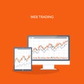 Vector illustration. Flat background. Market trade. Trading platform ,account. Moneymaking,business.Vector illustration