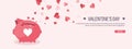 Vector illustration. Flat background with piggy bank. Love and hearts. Valentines day. Be my valentine. 14 february Royalty Free Stock Photo