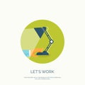 Vector illustration. Flat background with table lamp.. Royalty Free Stock Photo