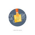 Vector illustration. Flat backgrounds set. New ideas, smart solutions. Business aims. Teamwork. Targeting.