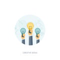 Vector illustration. Flat backgrounds set. New ideas, smart solutions. Business aims. Teamwork. Targeting.