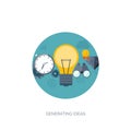 Vector illustration. Flat backgrounds set. New ideas, smart solutions. Business aims. Teamwork. Targeting.