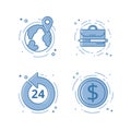 Vector illustration of flat bold line icon. Concept of open 24 7