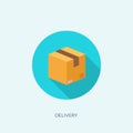 Vector illustration. Flat carton box. Transport, packaging. Post service, online delivery. Royalty Free Stock Photo