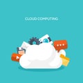 Vector illustration. Flat cloud computing