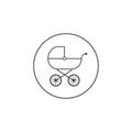 Baby, carriage, buggy, pram, stroller, wheel icon. Vector illustration, flat design. Royalty Free Stock Photo