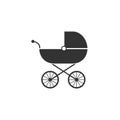 Baby, carriage, buggy, pram, stroller, wheel icon. Vector illustration, flat design. Royalty Free Stock Photo