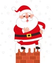 Cute Santa claus sitting on a chimney. Royalty Free Stock Photo