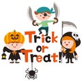 Halloween logo design and cute cartoon children.