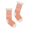 Vector illustration flat design colorful sock isolated on white background. Textile warm clothes socks pair cute decoration wool Royalty Free Stock Photo