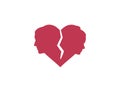 Couple broken heart icon. Vector illustration. Flat design