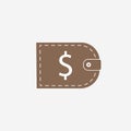 Dollar, purse, wallet icon. Vector illustration, flat design.