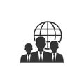 Global user, businessman icon. Vector illustration, flat design