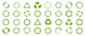 Green arrow recycle, icon set. Vector illustration. Flat design.