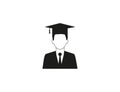 Man, graduation hat icon. Vector illustration. Flat design