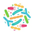 Probiotics bacteria and germs icon design. Healthy nutrition ingredient for human health. Royalty Free Stock Photo