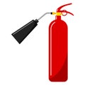 Vector illustration of flat design red fire extinguisher with nozzle icon in cartoon style