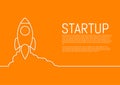 Vector illustration of a flat design of a startup rocket