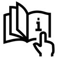 lat design template combination of guidebook icon and hand with the index finger.