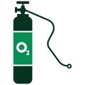 illustration of a flat design template for a green oxygen cylinder icon