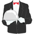 Waiter`s suit with a tray.