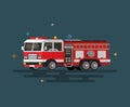 Vector illustration of flat fire engine.