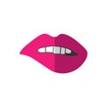 Vector illustration flat icon with pink lips