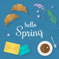 Vector illustration with flat icons food. Springtime concept.