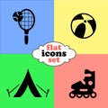 Vector illustration of flat icons. Weekend and travel.