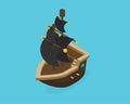 Vector illustration flat isometric pirate ship Royalty Free Stock Photo