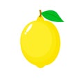 Vector illustration of a flat lemon isolated on white background, simple minimal style, fresh fruit Royalty Free Stock Photo