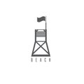 Vector illustration flat lifeguard beach tower