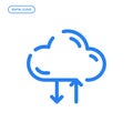 Vector illustration of flat Line icon. Graphic design concept of digital cloud storage. Royalty Free Stock Photo