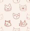 Hand draw face cat seamless pattern Royalty Free Stock Photo