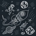 Drawing doodle handwriting of star planet and space Royalty Free Stock Photo