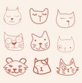 Hand draw face cat vector Royalty Free Stock Photo