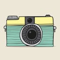 Retro camera doodle hand-drawn Royalty Free Stock Photo