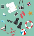 Summer beach holiday accessories collage set