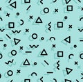 Geometric memphis style sameless pattern Royalty Free Stock Photo