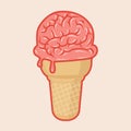 Hand draw brain with ice cream cone Royalty Free Stock Photo