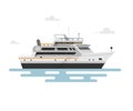 Vector illustration of flat motor yacht boat. Royalty Free Stock Photo