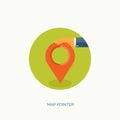 Vector illustration. Flat navigation background. Map pointer location. Communication travel.