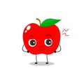 A flat red apple character with cute angry expression Royalty Free Stock Photo