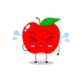 A flat red apple character with cute cry expression Royalty Free Stock Photo