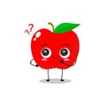 A flat red apple character with cute curious expression Royalty Free Stock Photo