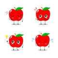A flat red apple character with cute expression Royalty Free Stock Photo