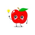A flat red apple character with cute smart and get an idea Royalty Free Stock Photo
