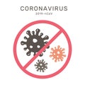 Coronavirus ban sign vector illustration on white background